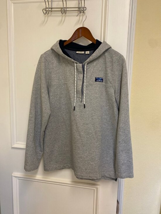 L.L. Bean Tops - L.L.Bean 100% Cotton 1/4 Button Henley Hoodie Rugby Shirt Size Large Regular